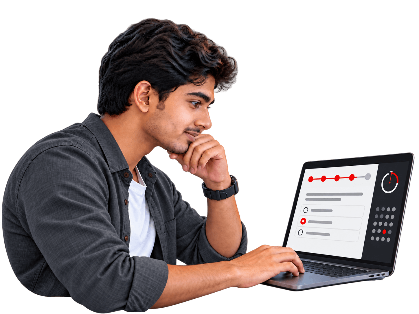 Learner taking an online skills assessment