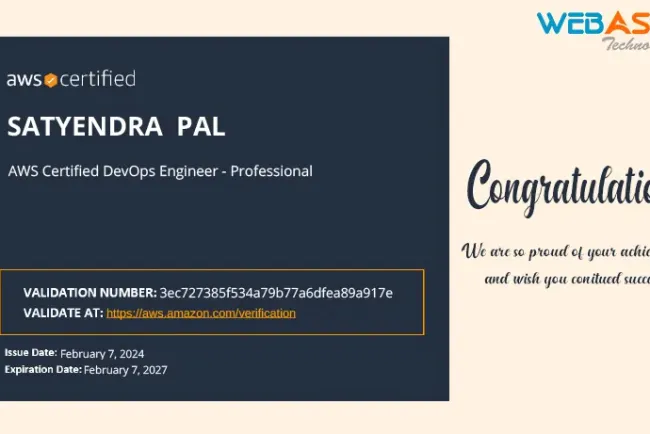 Satyendra Pal Has Successfully Completed AWS Certified DevOps Engineer - Professional